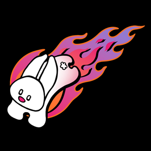 jumping bunny with trails of hot rod flames