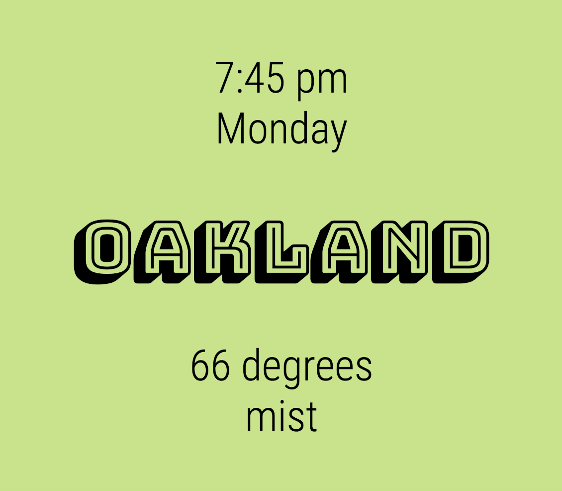 Image of city name, date, and time